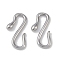 Brass Hook and S-Hook Clasps, Cadmium Free & Nickel Free & Lead Free, Snake, Platinum, 20x12x2.5mm