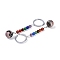 Natural Rhodonite Round Beaded Keychain, with Iron Rings, 95~96mm
