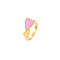 Synthetic Turquoise Heart Open Cuff Ring, Real 18K Gold Plated Stainless Steel Ring, Pearl Pink, 20.4mm