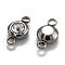 Flat Round 304 Stainless Steel Cubic Zirconia Links, Stainless Steel Color, Clear, 12x6.5x4mm, Hole: 2mm