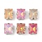 Brass Glass Rhinestone Sew on Rhinestones, Faceted, Rectangle, Platinum, 11x8.5x6mm, Hole: 1mm