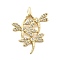 Brass Micro Pave Cubic Zirconia Pendants, Real 18K Gold Plated, Dragonfly, 26x20x5mm, Hole: 4x2mm