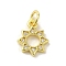 Brass Micro Pave Cubic Zirconia Charms, Cadmium Free & Nickel Free & Lead Free, Real 18K Gold Plated, Sun Charms, Clear, 12x9.5x1.5mm, Hole: 3mm