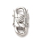 Non-Tarnish 316 Surgical Stainless Steel Twister Clasps, Stainless Steel Color, 26x14x7.5mm, Hole: 5x5mm and 4.5x4.5mm