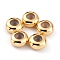 Brass Beads, with Rubber Inside, Slider Beads, Long-Lasting Plated, Rondelle, Real 24K Gold Plated, 7x3.5mm, Rubber Hole: 1.2mm