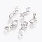 Alloy European Dangle Charms, Large Hole Pendants, with Cubic Zirconia, Mixed Shapes, Platinum, 25~28mm, Hole: 5mm