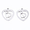 Non-Tarnish 201 Stainless Steel Pendants, Laser Cut, Heart, Stainless Steel Color, 17.5x15.5x1mm, Hole: 1.4mm
