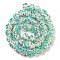 Handmade Lampwork Beads Strands, Bumpy, Round with Flower, Cyan, 11.5~13x11~12mm, Hole: 1.6~1.8mm, about 45pcs/strand, 17.68~19.65''(44.9~49.9cm)
