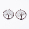Opalite Pendants, with Brass Findings, Red Copper, Flat Round with Tree of Life, 29x5~7mm, Hole: 4.5mm