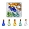 10Pcs 5 Colors Mini High Borosilicate Glass Bottle Bead Containers, Wishing Bottle, with Cork Stopper, Lamp, Mixed Color, 1.8x3cm, 2pcs/color