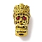 Rack Plating Tibetan Style Alloy 3 Hole Guru Beads, T-Drilled Beads, with Rhinestone, Indian, Antique Golden, 20.5x11.5x10.5mm, Hole: 2mm and 2.5mm