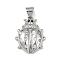 Brass Micro Pave Cubic Zirconia Pendants, Cadmium Free & Lead Free, Insect, Platinum, 19x15x4mm, Hole: 5x3.5mm