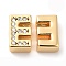 Brass Micro Pave Cubic Zirconia Beads, Cadmium Free & Nickel Free & Lead Free, Real 18K Gold Plated, Letter E, 8x5x3.5mm, Hole: 1.2mm