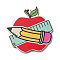 Wood Pendant, Teachers' Day Theme, Pen, 43.5x43x2.5mm, Hole: 1.6mm