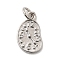 Brass Pendants, Watch Charms, Long-Lasting Plated, Lead Free & Cadmium Free, Rack Plating, with Jump Ring, Platinum, 15x9x2mm, Hole: 3mm