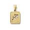 304 Stainless Steel Twelve Constellations Pendants, Real 18K Gold Plated, Rectangle Charm, Sagittarius, 17.5x12x2mm, Hole: 7.5x3.5mm
