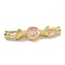 Brass Micro Pave Cubic Zirconia Fold Over Clasps, Nickel Free, Candy, Real 18K Gold Plated, Pink, 43mm