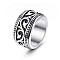 316 Stainless Steel Finger Ring with Enamel for Men, Leaf, US Size 10(19.8mm)