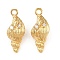 Ocean Theme Brass Micro Pave Cubic Zirconia Pendants, Long-Lasting Plated, Nickel Free, Real 18K Gold Plated, Shell Shape, 16.5x7x5.5mm, Hole: 1.5mm