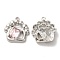 Alloy Pendant, with Glass, Platinum, Lead Free & Cadmium Free, Bag Charm, Misty Rose, 22x20x4.5mm, Hole: 1.5mm