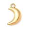 304 Stainless Steel Charms, Ion Plating(IP), Moon Charms, Real 14K Gold Plated, 10.5x6x2mm, Hole: 1.2mm