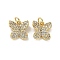 Rack Plated Brass with Cubic Zirconia Pendant, Lead Free & Cadmium Free, Long-Lasting Plated, Butterfly, with Jump Ring, Clear, Real 18K Gold Plated, 9.5x9.5x3.5mm, Hole: 2.5mm