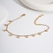 Elegant Stainless Steel Pave Clear Cubic Zirconia Flat Round Charm Anklets, Real 18K Gold Plated, 8-1/2 inch(215mm)
