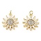 Rack Plating Brass Micro Pave Clear Cubic Zirconia Pendants, Cadmium Free & Lead Free, Real 16K Gold Plated, Sun, Lilac, 20x18x3.5mm