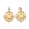304 Stainless Steel Pendant Cabochon Settings, with Jump Rings, Flat Round, Real 14K Gold Plated, Tray: 1/8 inch(4mm), 17x12.5x2mm, Jump Ring: 3.8x0.5mm, 2.8mm inner diameter