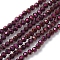 Electroplate Glass Beads Strands, Faceted, Round, Purple, 4x4mm, Hole: 0.9mm, about 85~89pcs/strand, 31~32cm