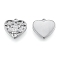 Brass Charms, Cadmium Free & Nickel Free & Lead Free, Heart with Flower, Real Platinum Plated, 14x14x2mm, Hole: 1.2mm