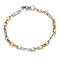 Ion Plating(IP) Two Tone 201 Stainless Steel Oval Link Chain Bracelet, 304 Stainless Steel Clasps, Golden & Stainless Steel Color, 8-5/8 inch(21.9cm), Wide: 5.5mm