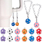 6Pcs 6 Colors Opaque Resin Pendants, with Platinum Plated Iron Loops, Football with 6Pcs Aluminum Chain Pendant Decorations, Mixed Color, 24.5~150x21.5mm, 1pc/color