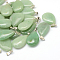 Teardrop Natural Green Aventurine Pendants, with Platinum Tone Brass Findings, 25~29x16~17x5~6mm, Hole: 2x7mm