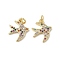 Brass Micro Pave Cubic Zirconia Pendants, Bird, with Jump Ring, Lead Free & Cadmium Free, Long-Lasting Plated, Real 18K Gold Plated, 15.5x12.5x1.5mm, Hole: 3mm
