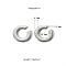 Stainless Steel C-Shaped Cuff Earrings, Platinum, 19.5x4.5x2.3mm