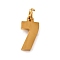 304 Stainless Steel Charms, with Jump Ring, Number 7, Real 18K Gold Plated, 13x6.5x1mm, Hole: 3mm