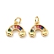 Eco-friendly Brass Micro Pave Colorful Cubic Zirconia Pendants, with Jump Ring, Cadmium Free & Lead Free, Rainbow with Star, Real 18K Gold Plated, 10.5x12.5x2.5mm, Hole: 3.2mm