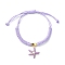 Starfish Shape Alloy Enamel Pendant Bracelets, Adjustable Waxed Polyester Braided Cord Bracelets, for Women, Lilac, 0.12cm, Inner Diameter: 1-1/8~3-3/8 inch(2.9~8.5cm)