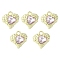 Rack Plating Alloy Glass Pendants, Cadmium Free & Lead Free & Nickle Free, Heart Charms, Golden, 18x17x5.5mm, Hole: 2.5mm