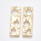 Brass Chandelier Components Links, Hammered, Rectangle, Nickel Free, Real 18K Gold Plated, 36.5x11.5x1.5mm, Hole: 1mm