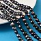 Natural Cultured Freshwater Pearl Beads Strands, Two Sides Polished, Grade 3A, Dyed, Black, 8~9mm, Hole: 0.6mm, about 47~49pcs/strand, 13.82''~14.06''(35.1~35.7cm)