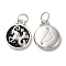 304 Stainless Steel Enamel Pendants, with Jump Ring, Flat Round with Constellation, Stainless Steel Color, Capricorn, 20.5x17x2.5~3.5mm, Hole: 4x6mm
