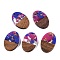 Transparent Resin and Walnut Wood Pendants, Oval Charms with Gold Foil, Mauve, 23x15.5x3.5mm, Hole: 2mm