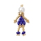 Glass Seed Beaded Human Pendants, with Glass Pearl Round Bead and 304 Stainless Steel Jump Rings, Blue, 36x18x8mm, Hole: 2.5mm