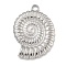 Anti-Tarnish 304 Stainless Steel Pendants, Spiral Shell Charm, Stainless Steel Color, 30x21.5x2.6mm, Hole: 3mm