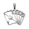 Non-Tarnish 201 Stainless Steel Pendants, Playing Card Charm, Stainless Steel Color, 28.5x34.5x1.5mm, Hole: 8.5x4mm