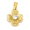 304 Stainless Steel Pendants, with Crystal Rhinestone, Flower Charm, Real 18K Gold Plated, 19x16.5x5.5mm, Hole: 7.5x3.5mm