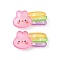 Translucent Resin Cabochons, Glitter Rabbit with Rainbow, Pearl Pink, 17.5x33x6mm
