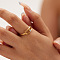 Fashionable Stainless Steel Clear Cubic Zirconia Hollow Rectangle Cuff Rings for Women, Real 18K Gold Plated, 6.8mm, Inner Diameter: 17mm